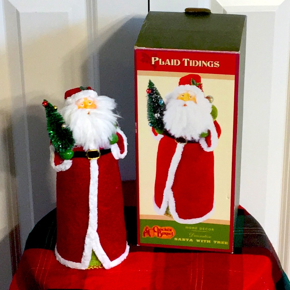Cracker Barrel Plaid Tidings Santa